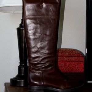 Enzo Angiolini, english riding boots, size 6 1/2 M, red/brown, zipper up